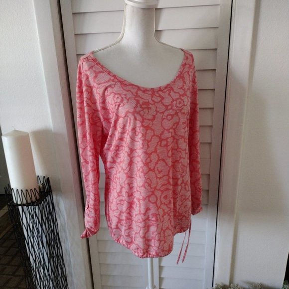 Columbia womens roll tab sleeve tie bottom athletic top Sz L - Picture 2 of 9